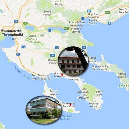 map of houses and apartments for sale in halkidiki